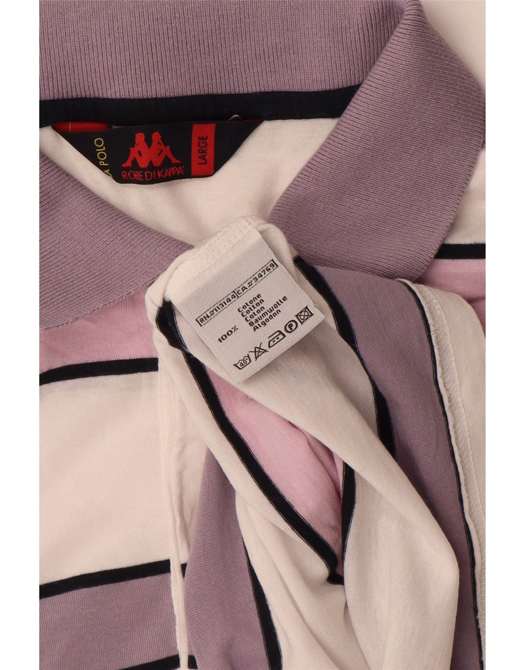 Kappa herre poloskjorte stor hvid stribet bomuld