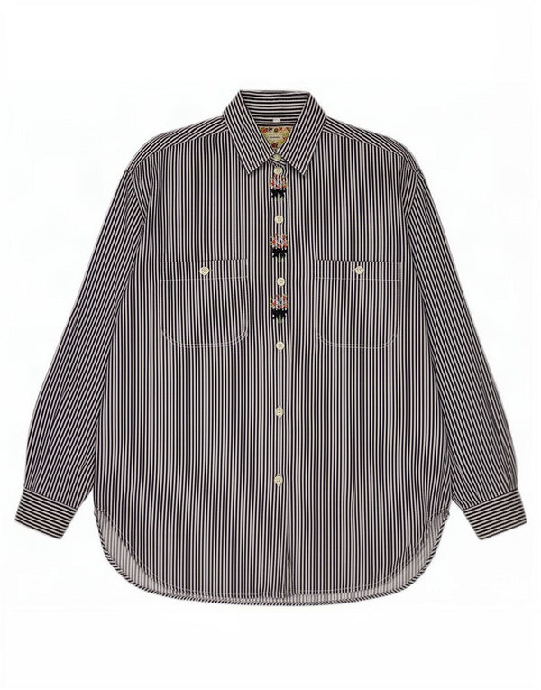 Superior Dame Oversized Skjorte UK 18 XL Blå Nålestribe