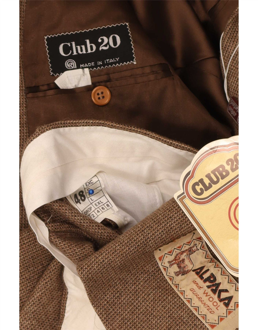 Vintage herredragt med 2 knapper 3 dele IT 48 Medium W30 L31 Brun Alpakkauld