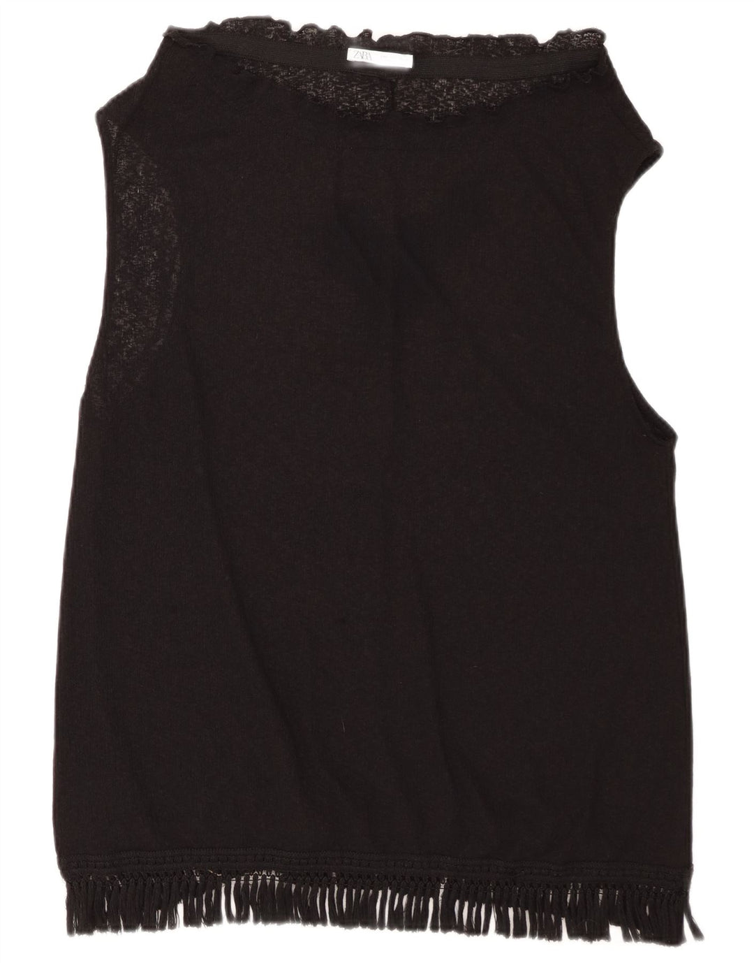 ZARA Dame ærmeløs bluse Top UK 16 Large Black