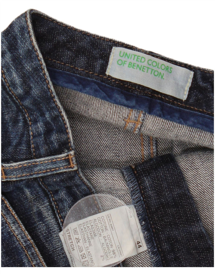 Benetton Dame Denim Nederdel IT 44 Medium W32 Marineblå Bomuld