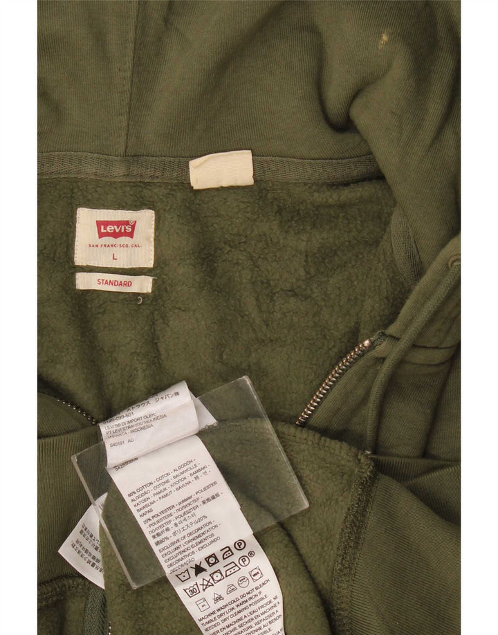 Levi's Herre hættetrøje med standard lynlås Stor Khaki Bomuld