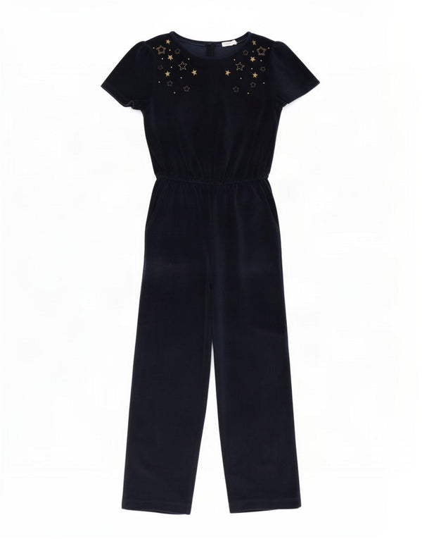 Fat Face Girls Abstrakt mønster Velvet Jumpsuit 10-11 år Navy Blue