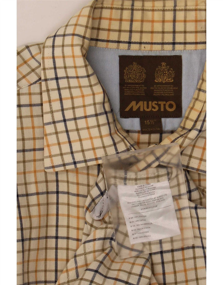 Musto Herre Regular Fit Skjorte Størrelse 15 1/2 Medium Gul Plaid Bomuld
