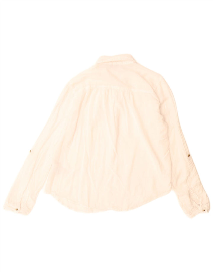 Hollister Dame Pullover Shirt UK 6 XS Hvid Bomuld