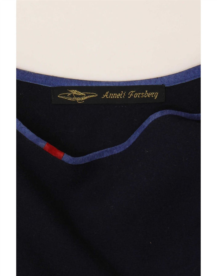 Vintage Dame Asymmetrisk Top UK 18 XL Navy Blue