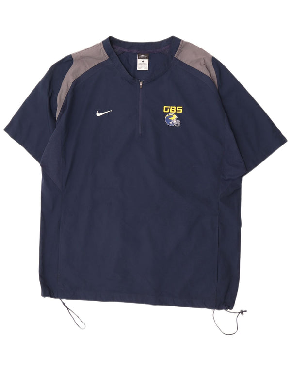 Nike Herre grafisk trøje Top UK 42/44 Large Navy Blue Colourblock Sports