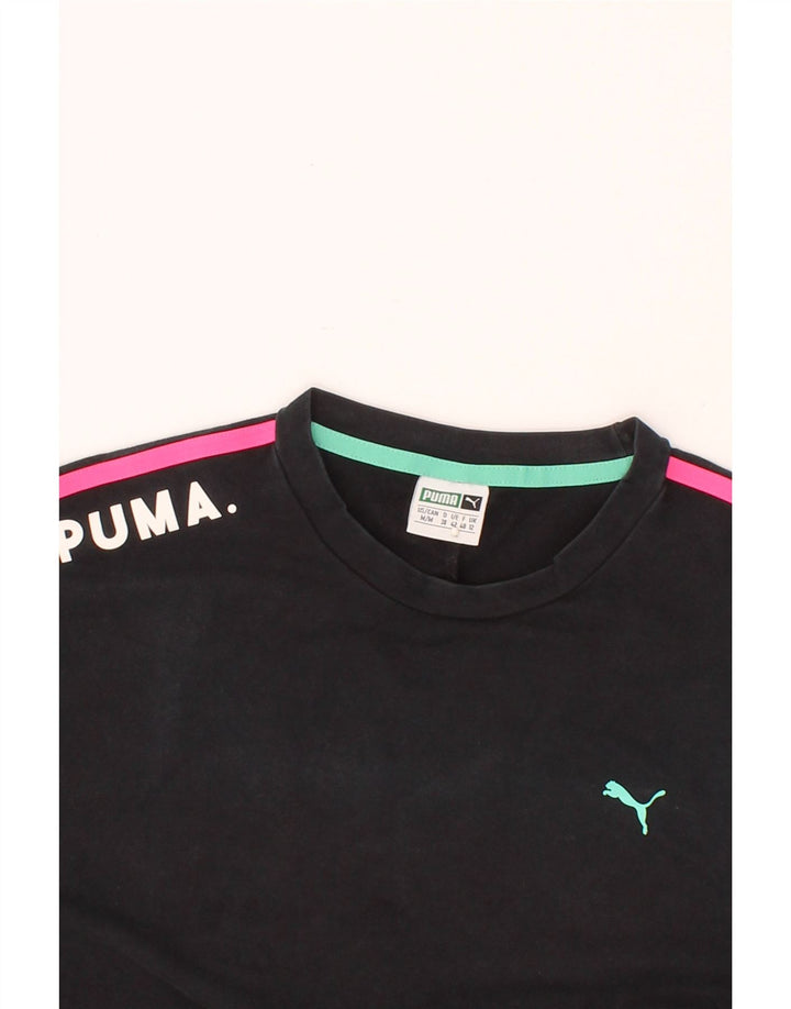 PUMA Womens Graphic T-Shirt Top UK 12 Medium Black Vintage Puma and Second-Hand Puma from Messina Hembry 