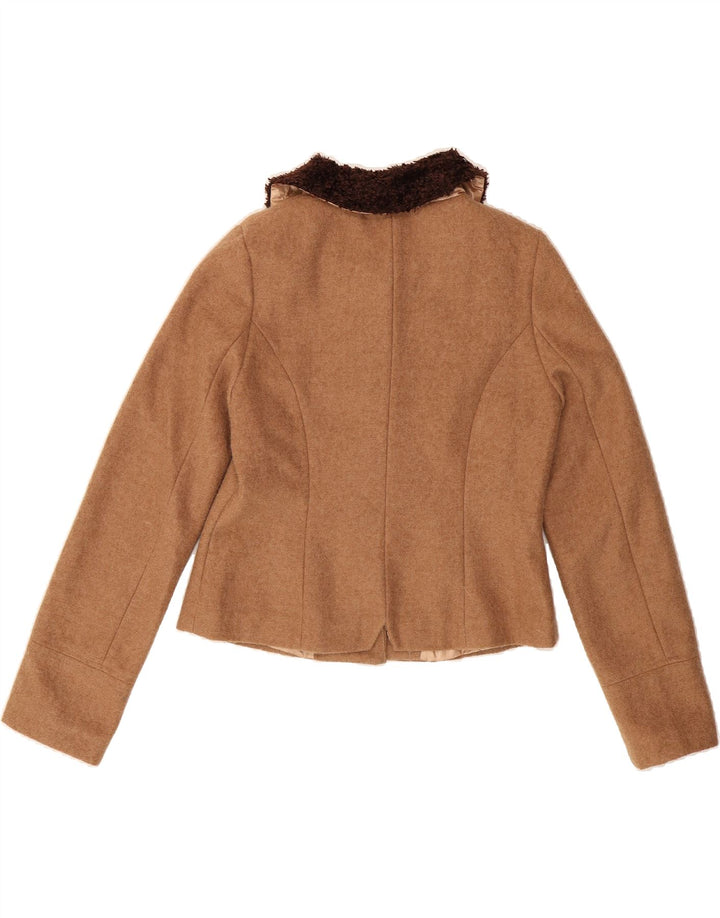 VINTAGE Womens Blazer Jacket UK 12 Medium Brown Polyester Vintage Vintage and Second-Hand Vintage from Messina Hembry 