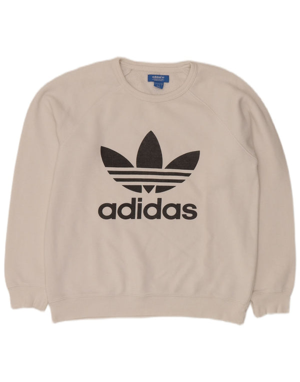 ADIDAS grafisk sweatshirt til mænd Medium hvid bomuld
