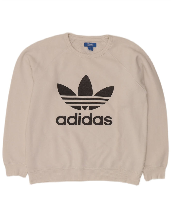 ADIDAS grafisk sweatshirt til mænd Medium hvid bomuld