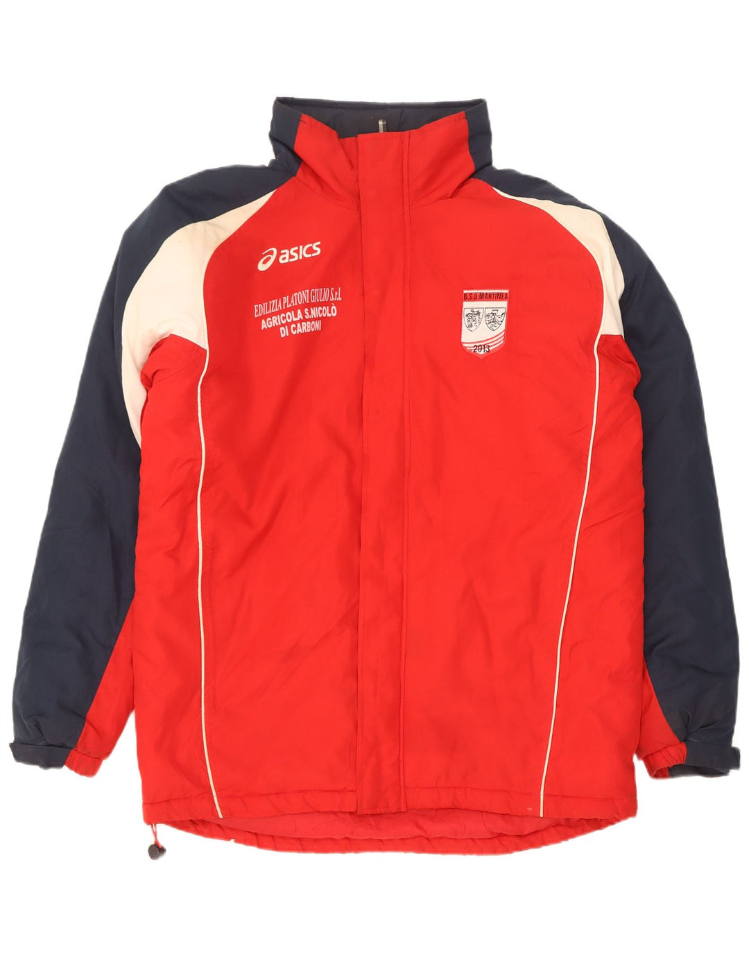Asics Herre Graphic Windbreaker Jacket UK 40 Large Red Colourblock Polyester