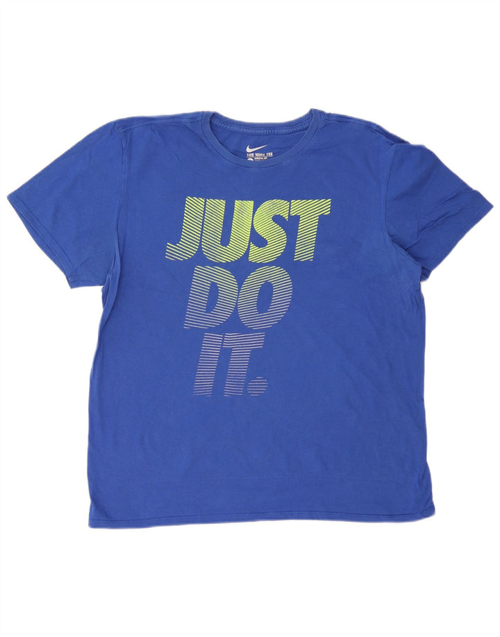 NIKE Herre Athletic Cut Grafisk T-Shirt Top Stor Blå