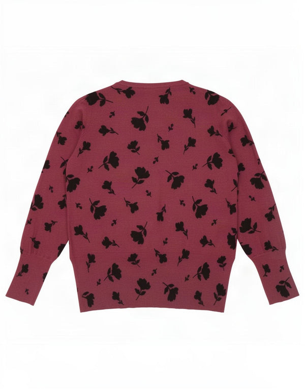 Marks & Spencer Dame Boat Neck Jumper Sweater UK 16 Large Red Floral