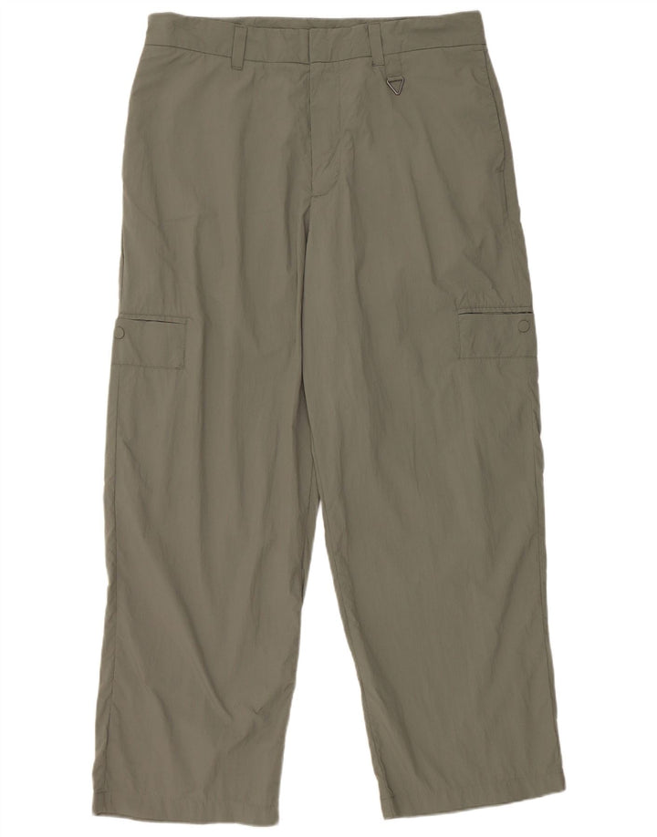 Zara Herre Straight Cargo Bukser Large W32 L28 Khaki Nylon