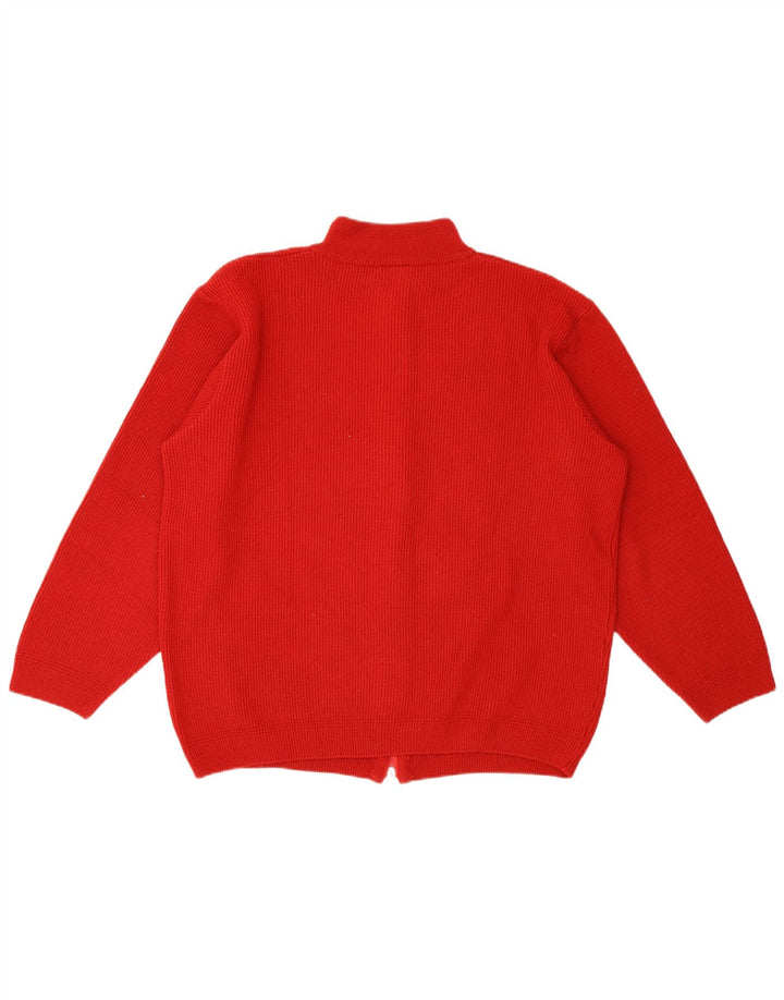 Lacoste Herre Cardigan Sweater Størrelse 6 XL Rød Uld