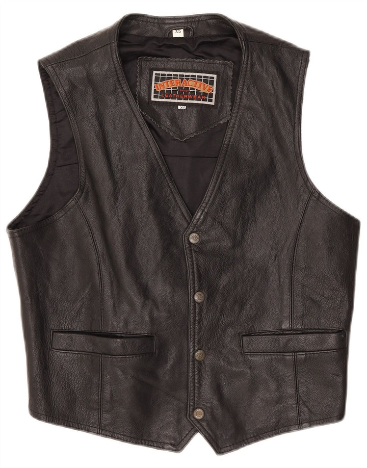 Vintage herre læder vest XS sort læder