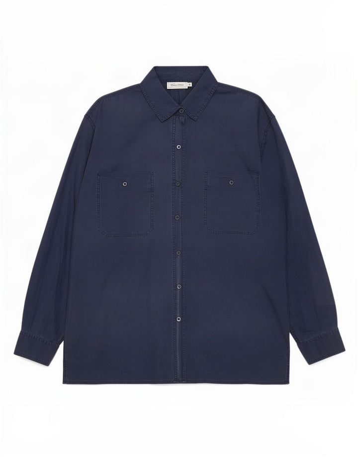 Vintage dameskjorte UK 14 Medium Navy Blue Silke