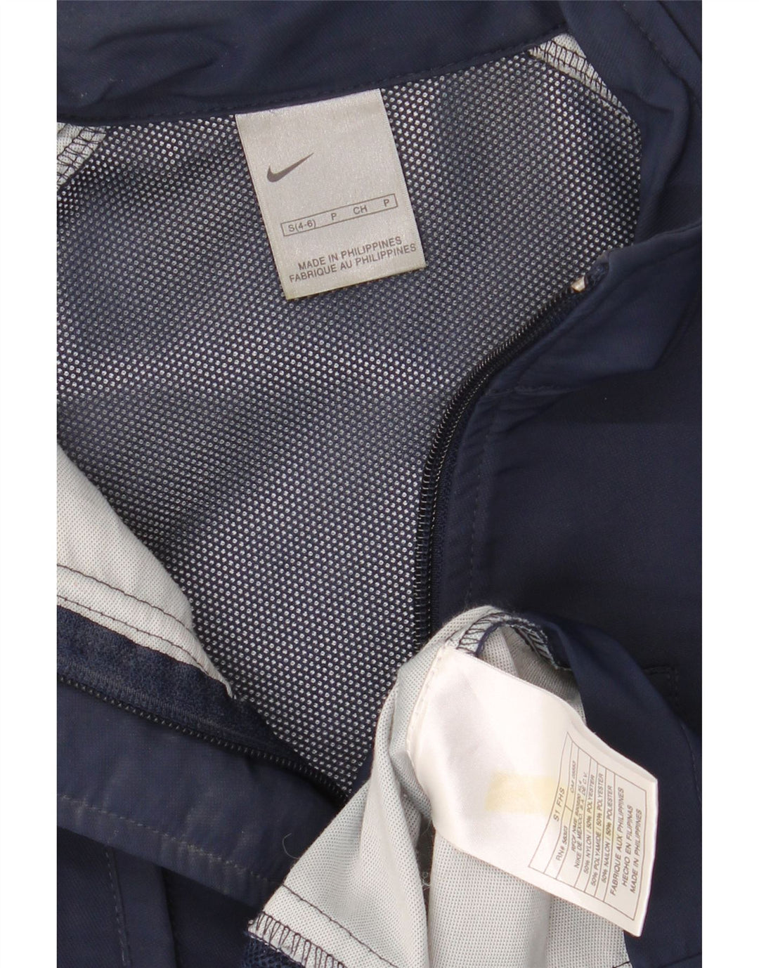 NIKE Womens Oversized Rain Jacket US 4/6 Small Navy Blue Nylon Vintage Nike and Second-Hand Nike from Messina Hembry 