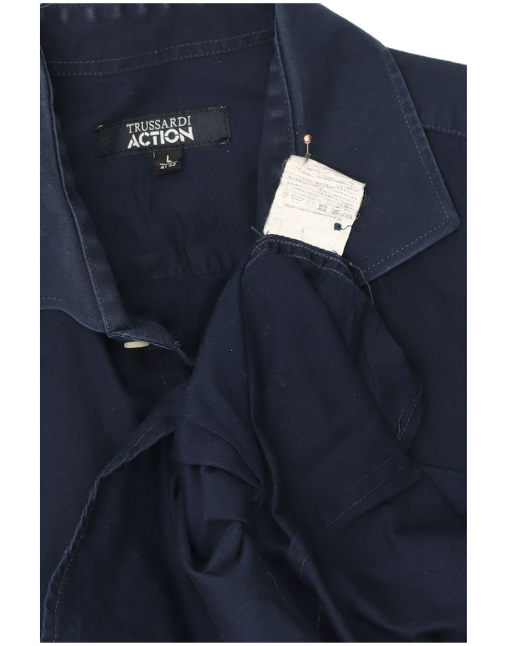 Trussardi herreskjorte str. 41/42 Stor marineblå bomuld