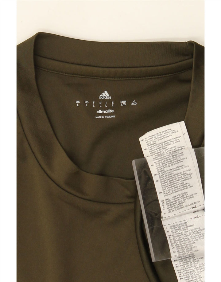 Adidas Herre Climalite T-Shirt Top Stor Khaki Polyester