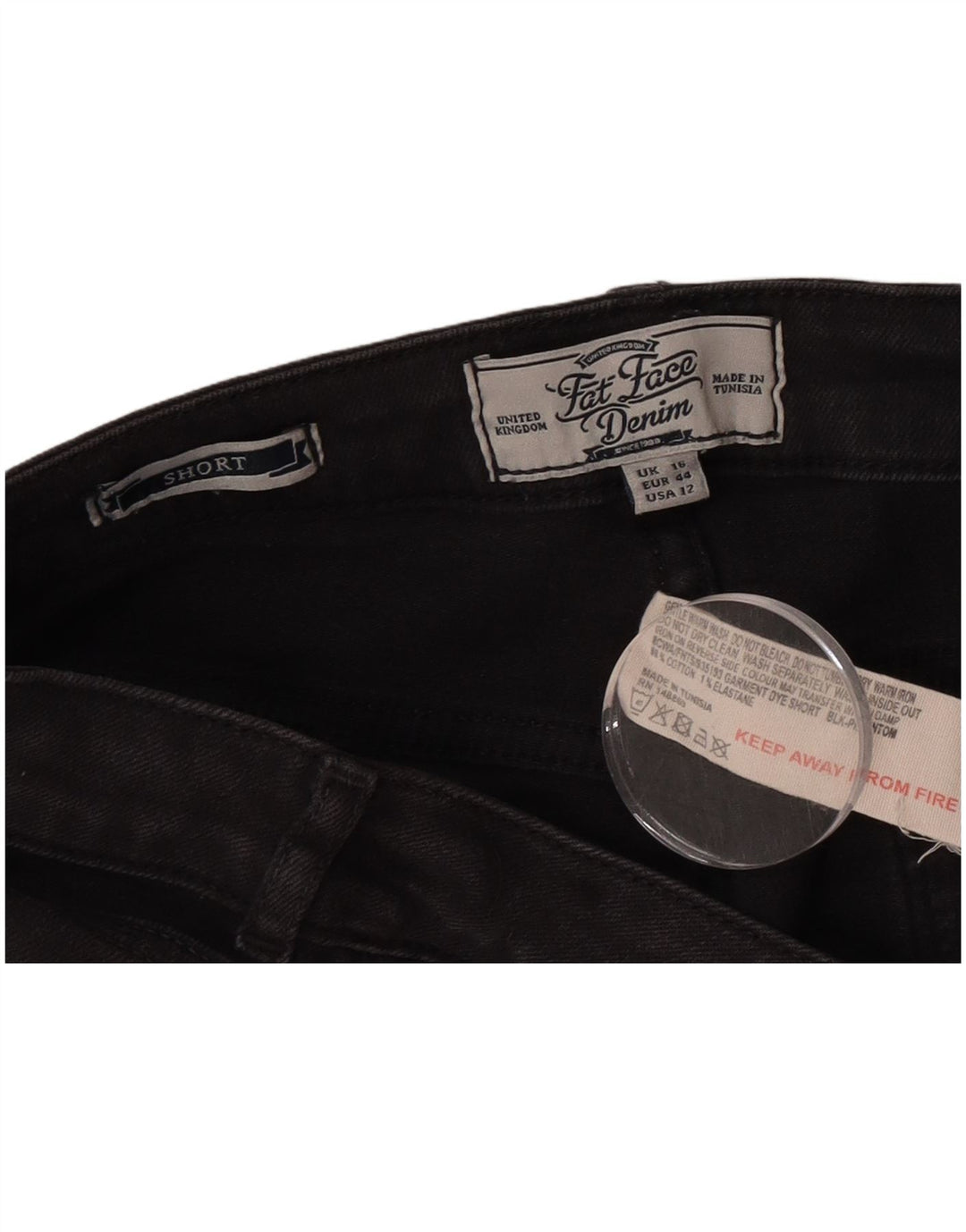 Fat Face Dame Denim Shorts UK 16 Large W38 Black Bomuld