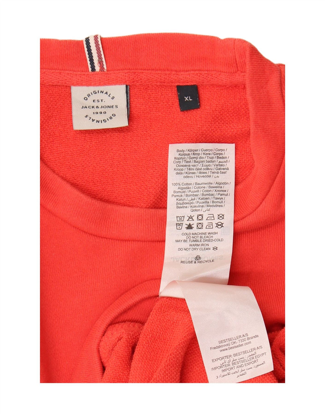 Jack & Jones Herre Sweatshirt Jumper XL Rød Colourblock Bomuld