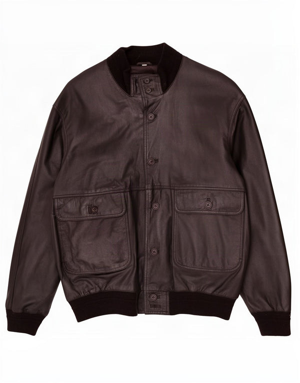 Vintage herre læderjakke IT 58 4XL Sort