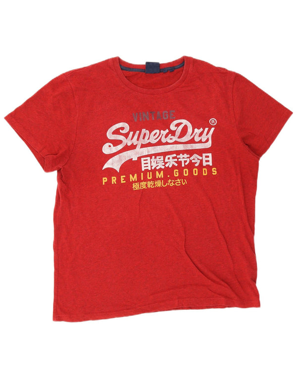 Superdry Grafisk T-shirt-top til mænd 3XL Rød Flecked Bomuld