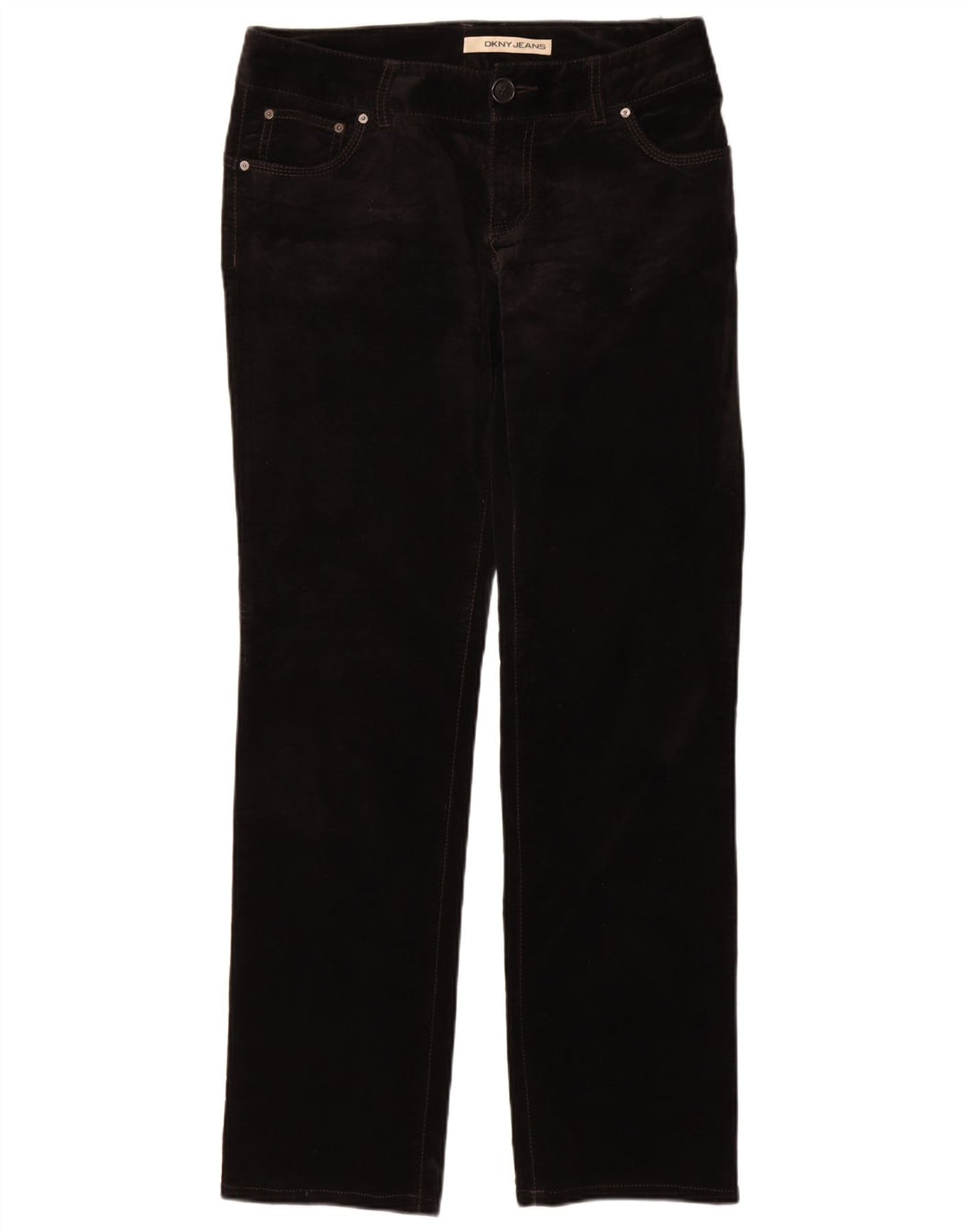 DKNY Dame Lige Velvet Casual Bukser US 8 Medium W30 L33 Sort