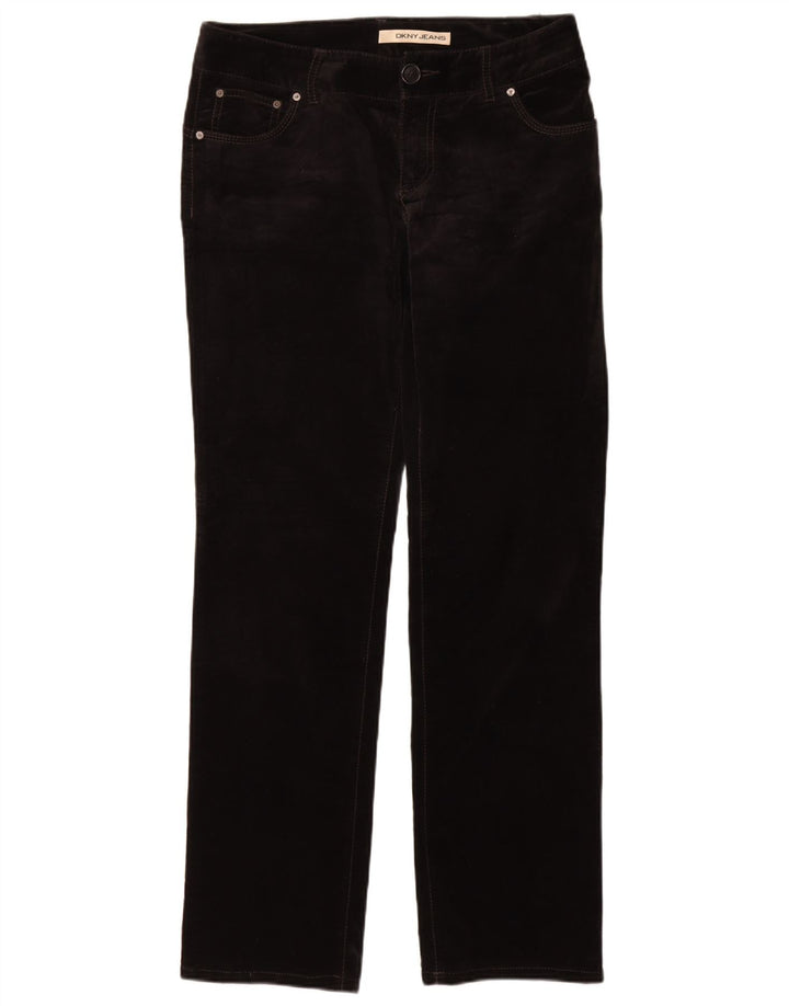 DKNY Dame Lige Velvet Casual Bukser US 8 Medium W30 L33 Sort