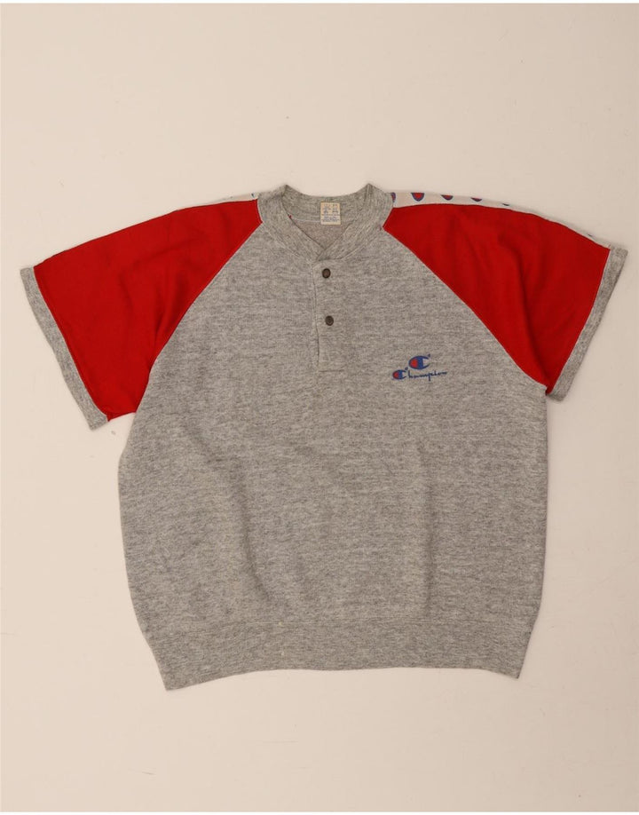 Champion Herre Grafisk Kortærmet Sweatshirt Jumper Lille Grå Colourblock