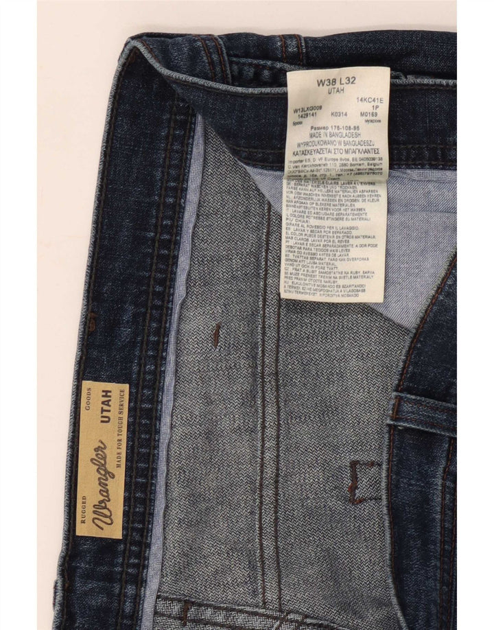 Wrangler Herre Utah Straight Jeans W38 L32 Blå Bomuld