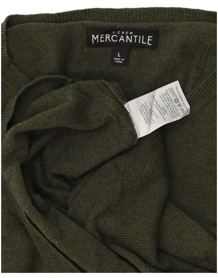 J. CREW Herre Mercantile Crew Neck Jumper Sweater Stor Khaki Bomuld
