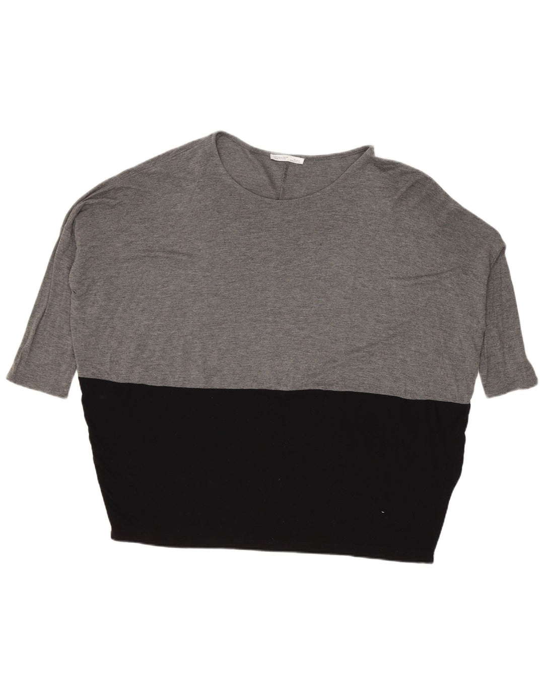 Zara Dame Oversized Top 3/4 ærmer UK 14 Medium Grey Colourblock