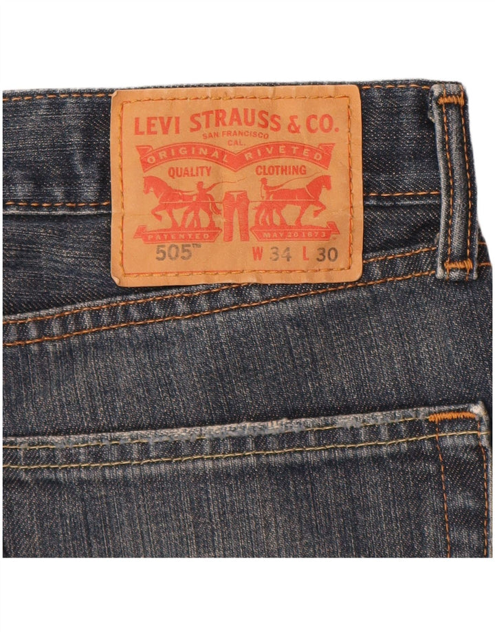 Levi's Herre 505 Straight Jeans W34 L30 Marineblå Bomuld