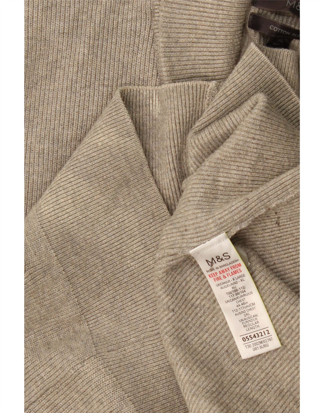 MARKS & SPENCER Cardigantrøje til mænd UK 44/46 XL Grå polyester