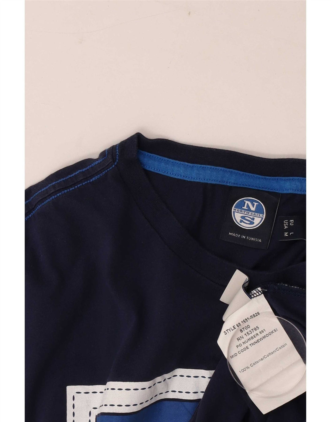 North Sails Herre Grafisk T-Shirt Top Stor Marineblå Bomuld