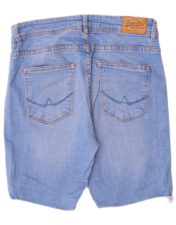 Superdry Dame Elana Skinny Denim Shorts W30 Medium Blue Bomuld