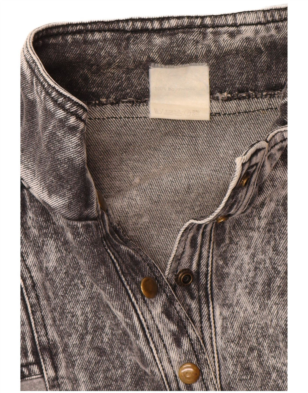 VINTAGE Dame Pullover denimjakke UK 20 2XL Grå Bomuld