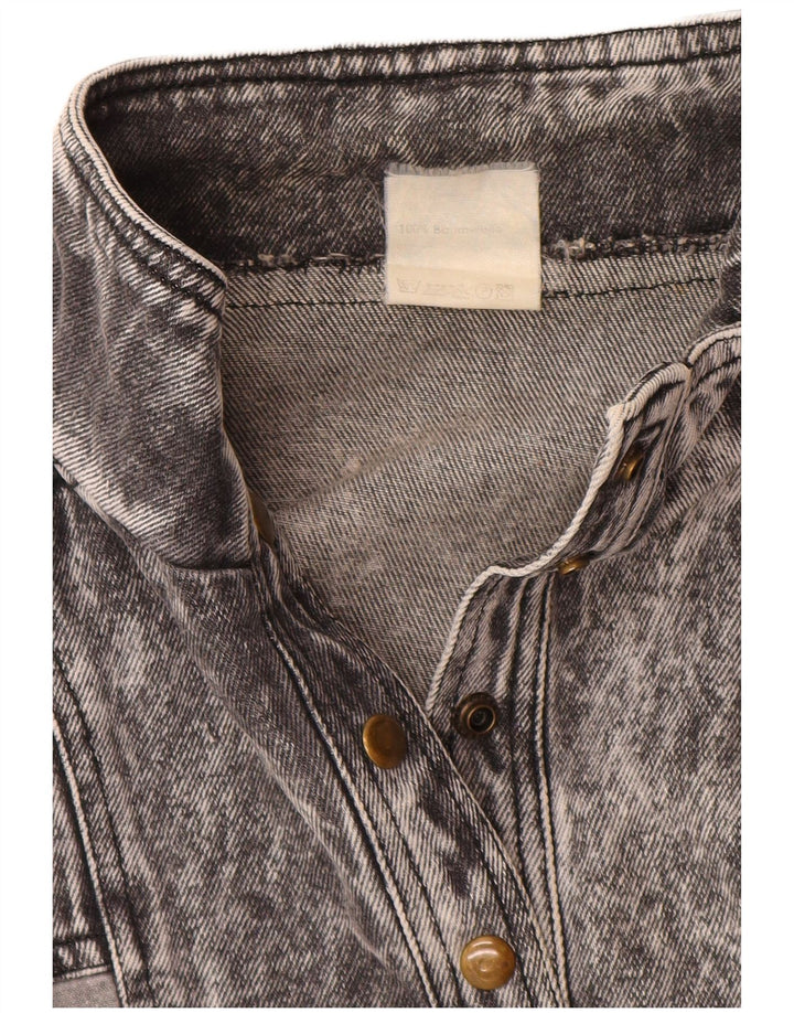 VINTAGE Dame Pullover denimjakke UK 20 2XL Grå Bomuld