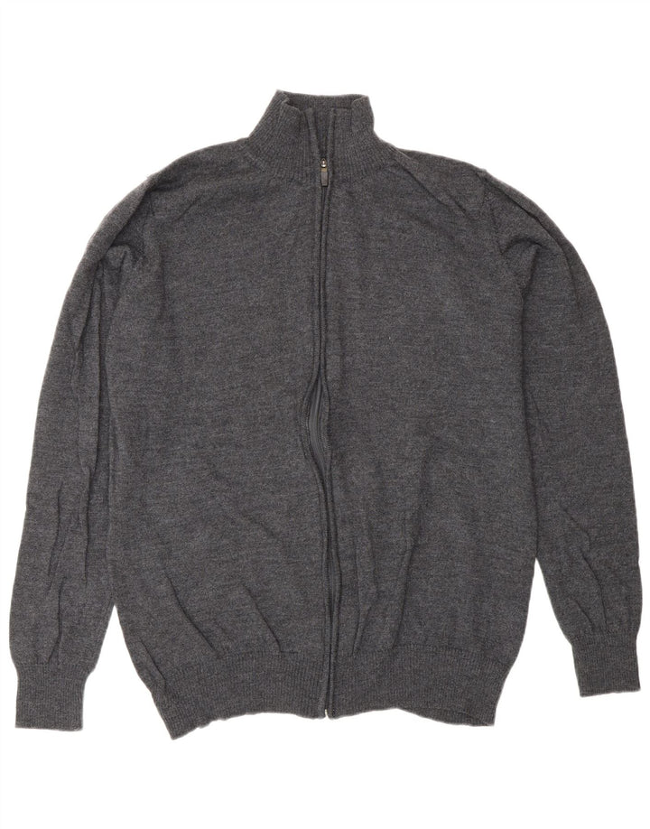 Zara Herre Cardigan Sweater XL Grå Uld