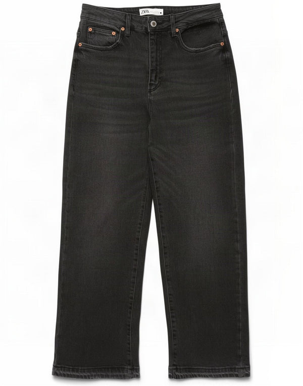 Zara Womens Straight Jeans EU 40 Medium W30 L27 Black Cotton