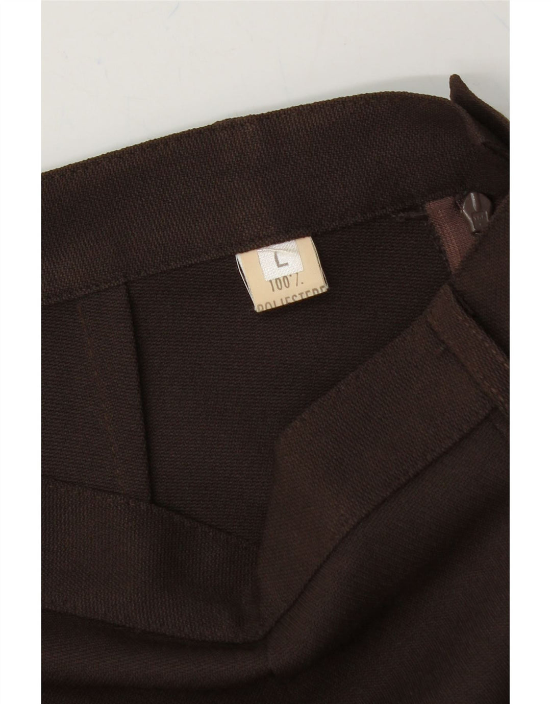 VINTAGE Womens Pegged Casual Trousers Large Brown Polyester Vintage Vintage and Second-Hand Vintage from Messina Hembry 