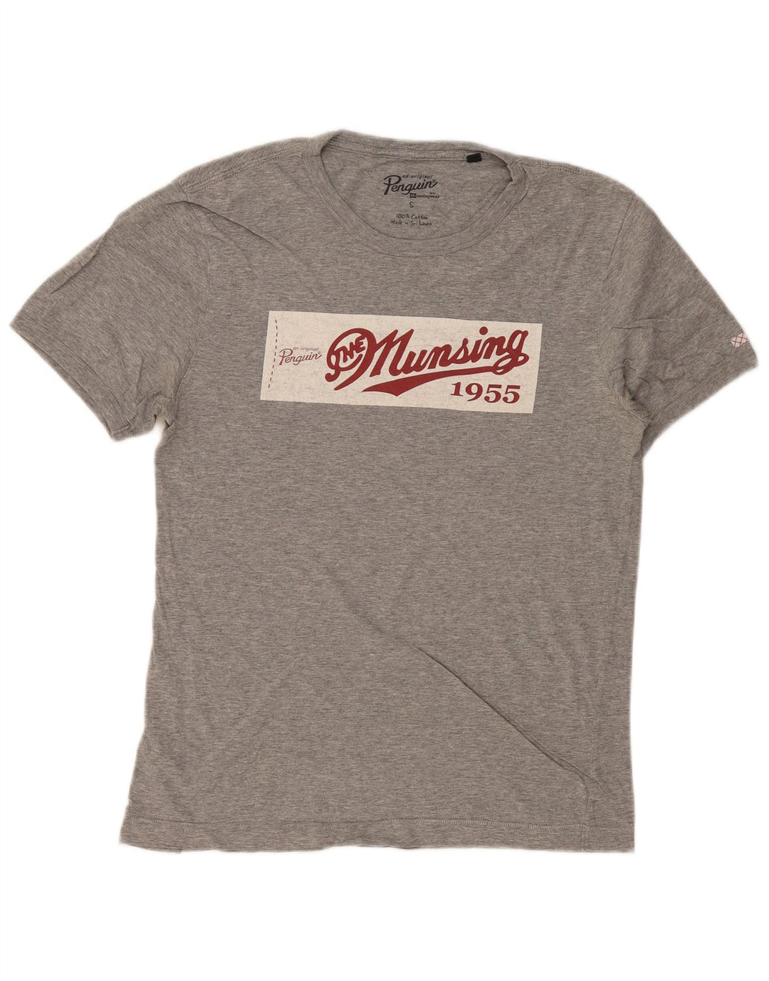 PENGUIN Herre grafisk T-shirt Top Lille Grå Bomuld