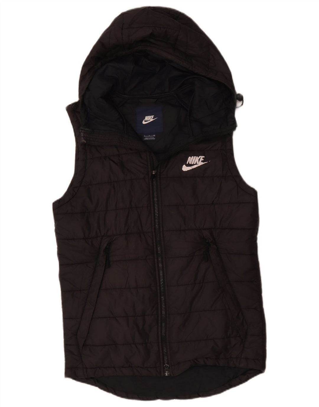 Nike Herre hætte polstret Gilet UK 36 Lille sort polyester