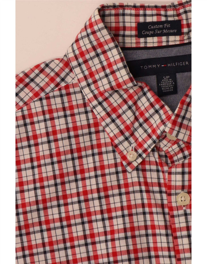 Tommy Hilfiger Herre Custom Fit skjorte Lille rød ternet bomuld