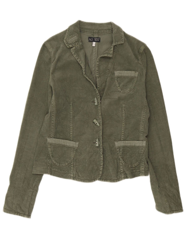 Armani Jeans Dame 3-knaps Corduroy Blazer Jacket UK 16 Large Khaki