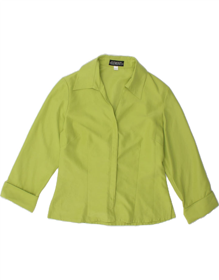 ELEMENTS Womens 3/4 Sleeve Shirt Blouse UK 12 Medium Green Polyester Vintage Elements and Second-Hand Elements from Messina Hembry 