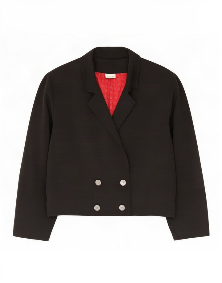 Vintage Dame Oversized Double Breasted Blazer Jacket UK 10 Small Black
